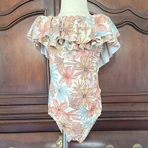 JANIE AND JACK Floral Ruffle Swim One Piece Size 6 VGUC